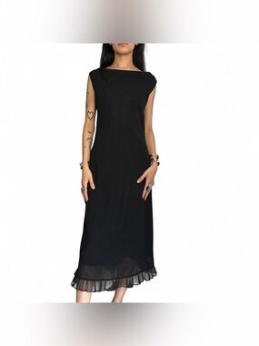 Vintage Black Dress W Ruffled Tulle Mermaid Hem by Ultra Dress